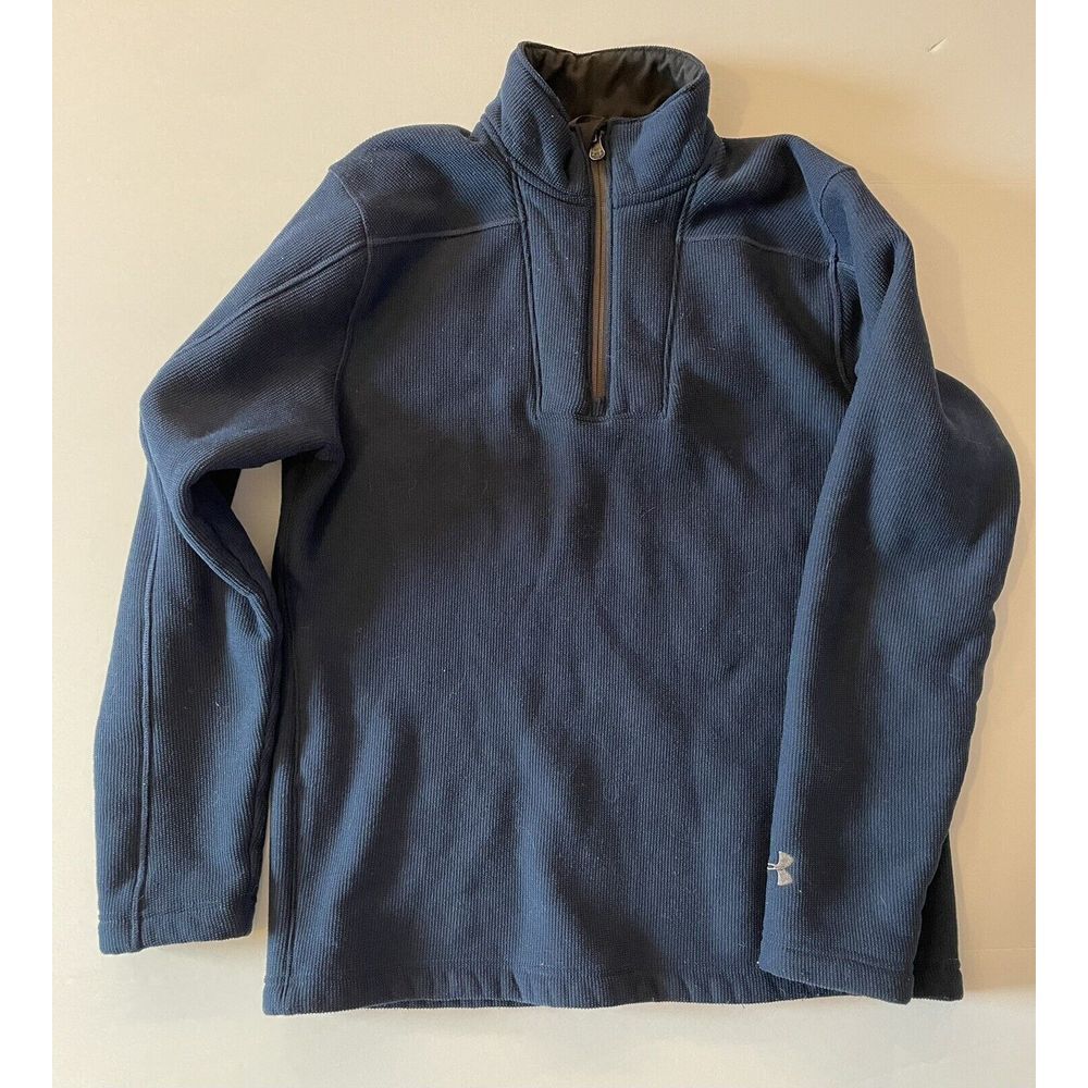 Under Armour Navy‎ Blue Textured 1/4 Zip Pullover Fleece Sweatshirt Men's MD